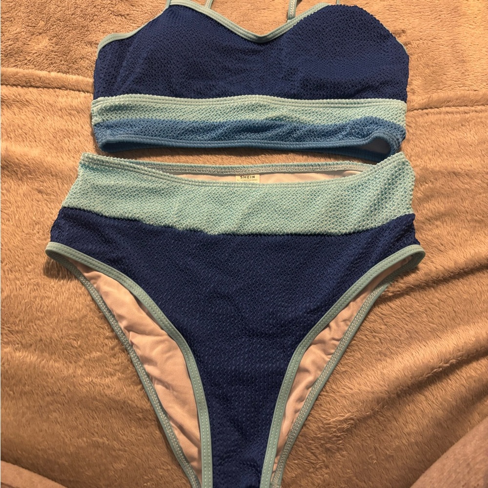 Blue and Light Blue Bikini Set